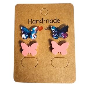 Dreamwhirl Bloom Wings Acrylic Stud Earrings - 2 Pair